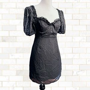 NWT Black Puff Sleeve Sweetheart Neckline Dress